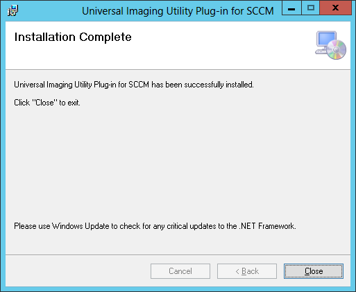 UIU ConfigMgr install complete