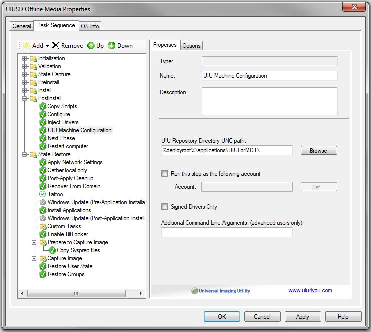 UIU MDT offline task sequence